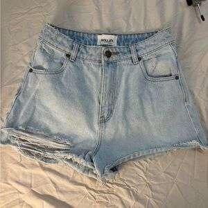 Rollas ripped denim shorts